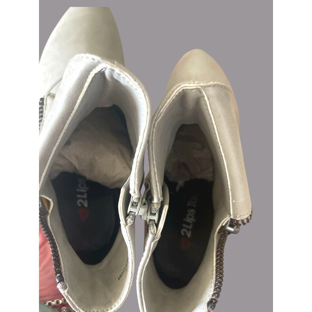 2 Lips Too Gray Ankle Booties Women’s Size 6 Ice Silver Side Zipper Y2K - Picture 5 of 7